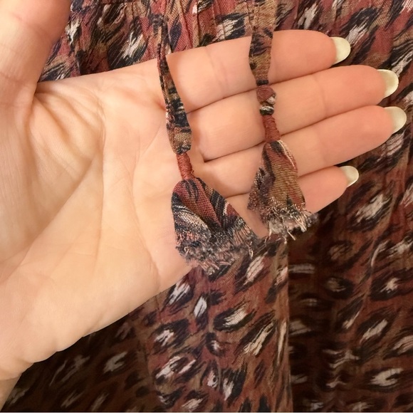 Auguste the Label Isaac Brown Burgundy Midi Thyme Dress Abstract Pattern Size 6 - Picture 7 of 16